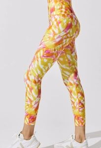 NWT Carbon38 Tie Dye 7/8 High Rise Leggings Pink Yellow White Size S